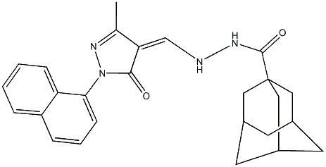 N'-{[3-methyl-1-(1-naphthyl)-5-oxo-1,5-dihydro-4H-pyrazol-4-ylidene]methyl}-1-adamantanecarbohydrazide Struktur