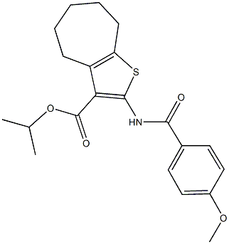 isopropyl 2-[(4-methoxybenzoyl)amino]-5,6,7,8-tetrahydro-4H-cyclohepta[b]thiophene-3-carboxylate Struktur