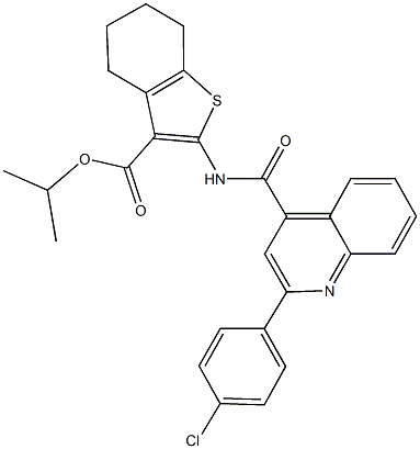 isopropyl 2-({[2-(4-chlorophenyl)-4-quinolinyl]carbonyl}amino)-4,5,6,7-tetrahydro-1-benzothiophene-3-carboxylate Struktur