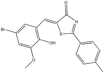 5-(5-bromo-2-hydroxy-3-methoxybenzylidene)-2-(4-methylphenyl)-1,3-thiazol-4(5H)-one Struktur