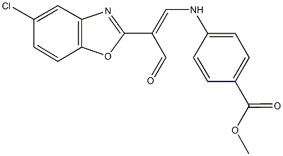 methyl 4-{[2-(5-chloro-1,3-benzoxazol-2-yl)-3-oxo-1-propenyl]amino}benzoate Struktur