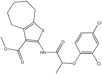 methyl 2-{[2-(2,4-dichlorophenoxy)propanoyl]amino}-5,6,7,8-tetrahydro-4H-cyclohepta[b]thiophene-3-carboxylate Struktur