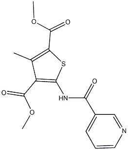 dimethyl 3-methyl-5-[(3-pyridinylcarbonyl)amino]-2,4-thiophenedicarboxylate Struktur