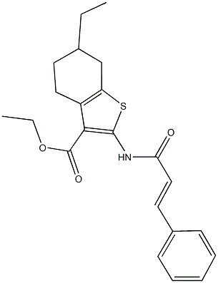 ethyl 2-(cinnamoylamino)-6-ethyl-4,5,6,7-tetrahydro-1-benzothiophene-3-carboxylate Struktur