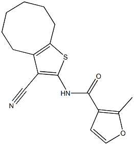 N-(3-cyano-4,5,6,7,8,9-hexahydrocycloocta[b]thien-2-yl)-2-methyl-3-furamide Struktur