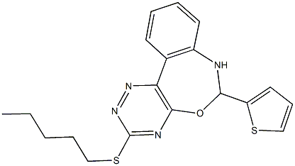 3-(pentylsulfanyl)-6-(2-thienyl)-6,7-dihydro[1,2,4]triazino[5,6-d][3,1]benzoxazepine Struktur