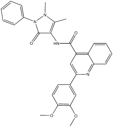 2-(3,4-dimethoxyphenyl)-N-(1,5-dimethyl-3-oxo-2-phenyl-2,3-dihydro-1H-pyrazol-4-yl)-4-quinolinecarboxamide Struktur