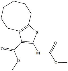 methyl 2-[(methoxycarbonyl)amino]-4,5,6,7,8,9-hexahydrocycloocta[b]thiophene-3-carboxylate Struktur