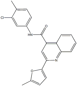 N-(3-chloro-4-methylphenyl)-2-(5-methyl-2-furyl)-4-quinolinecarboxamide Struktur