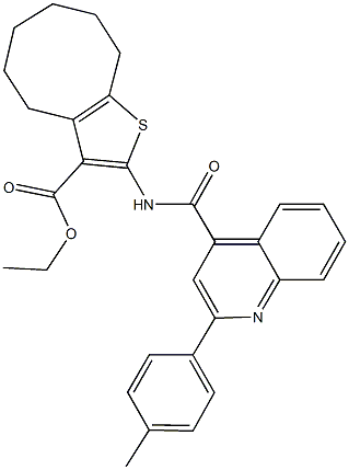 ethyl 2-({[2-(4-methylphenyl)-4-quinolinyl]carbonyl}amino)-4,5,6,7,8,9-hexahydrocycloocta[b]thiophene-3-carboxylate Struktur