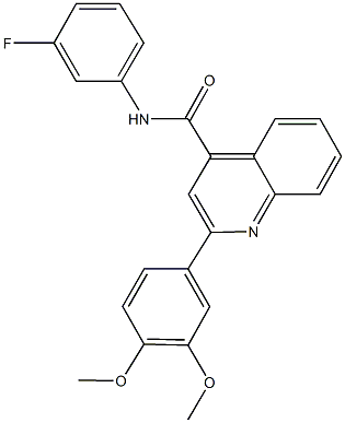 2-(3,4-dimethoxyphenyl)-N-(3-fluorophenyl)-4-quinolinecarboxamide Struktur