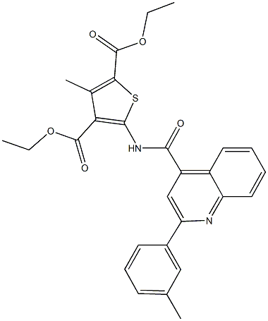 diethyl 3-methyl-5-({[2-(3-methylphenyl)-4-quinolinyl]carbonyl}amino)-2,4-thiophenedicarboxylate Struktur