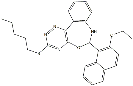 6-(2-ethoxy-1-naphthyl)-3-(pentylsulfanyl)-6,7-dihydro[1,2,4]triazino[5,6-d][3,1]benzoxazepine Struktur