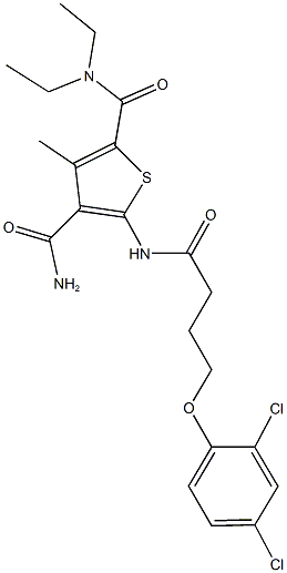 5-{[4-(2,4-dichlorophenoxy)butanoyl]amino}-N~2~,N~2~-diethyl-3-methyl-2,4-thiophenedicarboxamide Struktur