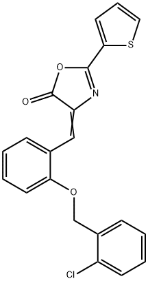 4-{2-[(2-chlorobenzyl)oxy]benzylidene}-2-(2-thienyl)-1,3-oxazol-5(4H)-one Struktur