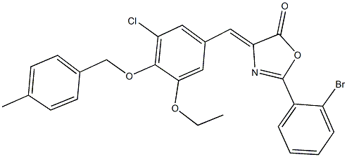 2-(2-bromophenyl)-4-{3-chloro-5-ethoxy-4-[(4-methylbenzyl)oxy]benzylidene}-1,3-oxazol-5(4H)-one Struktur