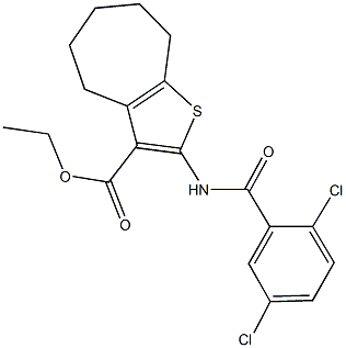 ethyl 2-[(2,5-dichlorobenzoyl)amino]-5,6,7,8-tetrahydro-4H-cyclohepta[b]thiophene-3-carboxylate Struktur