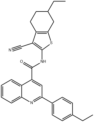 N-(3-cyano-6-ethyl-4,5,6,7-tetrahydro-1-benzothien-2-yl)-2-(4-ethylphenyl)-4-quinolinecarboxamide Struktur