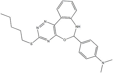 N,N-dimethyl-4-[3-(pentylsulfanyl)-6,7-dihydro[1,2,4]triazino[5,6-d][3,1]benzoxazepin-6-yl]aniline Struktur