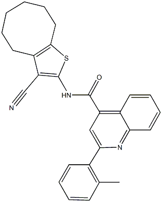 N-(3-cyano-4,5,6,7,8,9-hexahydrocycloocta[b]thien-2-yl)-2-(2-methylphenyl)-4-quinolinecarboxamide Struktur