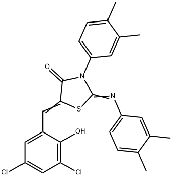 5-(3,5-dichloro-2-hydroxybenzylidene)-3-(3,4-dimethylphenyl)-2-[(3,4-dimethylphenyl)imino]-1,3-thiazolidin-4-one Struktur