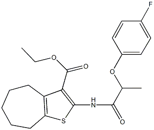 ethyl 2-{[2-(4-fluorophenoxy)propanoyl]amino}-5,6,7,8-tetrahydro-4H-cyclohepta[b]thiophene-3-carboxylate Struktur