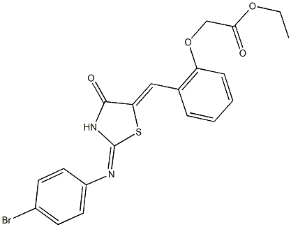 ethyl [2-({2-[(4-bromophenyl)imino]-4-oxo-1,3-thiazolidin-5-ylidene}methyl)phenoxy]acetate Struktur