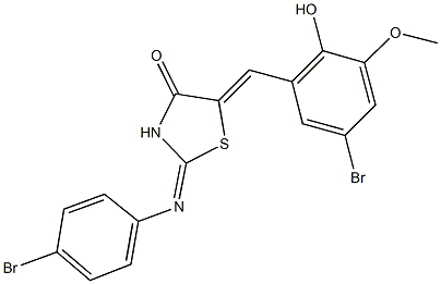 5-(5-bromo-2-hydroxy-3-methoxybenzylidene)-2-[(4-bromophenyl)imino]-1,3-thiazolidin-4-one Struktur