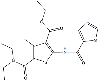 ethyl 5-[(diethylamino)carbonyl]-4-methyl-2-[(2-thienylcarbonyl)amino]-3-thiophenecarboxylate Struktur