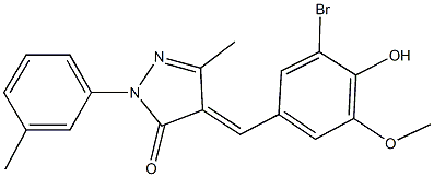 4-(3-bromo-4-hydroxy-5-methoxybenzylidene)-5-methyl-2-(3-methylphenyl)-2,4-dihydro-3H-pyrazol-3-one Struktur