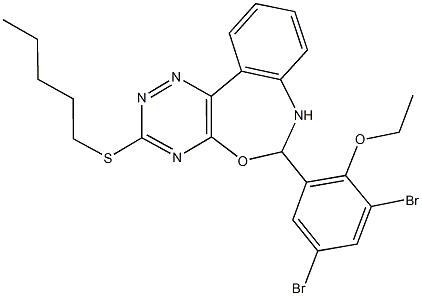 6-(3,5-dibromo-2-ethoxyphenyl)-3-(pentylsulfanyl)-6,7-dihydro[1,2,4]triazino[5,6-d][3,1]benzoxazepine Struktur