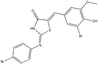 5-(3-bromo-4-hydroxy-5-methoxybenzylidene)-2-[(4-bromophenyl)imino]-1,3-thiazolidin-4-one Struktur