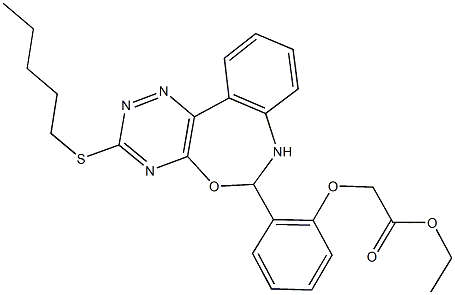 ethyl {2-[3-(pentylsulfanyl)-6,7-dihydro[1,2,4]triazino[5,6-d][3,1]benzoxazepin-6-yl]phenoxy}acetate Struktur