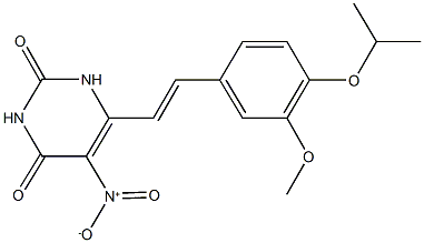 5-nitro-6-[2-(4-isopropoxy-3-methoxyphenyl)vinyl]-2,4(1H,3H)-pyrimidinedione Struktur