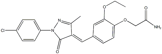 2-(4-{[1-(4-chlorophenyl)-3-methyl-5-oxo-1,5-dihydro-4H-pyrazol-4-ylidene]methyl}-2-ethoxyphenoxy)acetamide Struktur