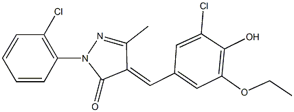 4-(3-chloro-5-ethoxy-4-hydroxybenzylidene)-2-(2-chlorophenyl)-5-methyl-2,4-dihydro-3H-pyrazol-3-one Struktur