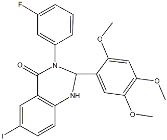 3-(3-fluorophenyl)-6-iodo-2-(2,4,5-trimethoxyphenyl)-2,3-dihydro-4(1H)-quinazolinone Struktur