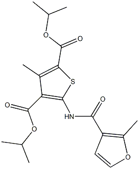 diisopropyl 3-methyl-5-[(2-methyl-3-furoyl)amino]-2,4-thiophenedicarboxylate Struktur