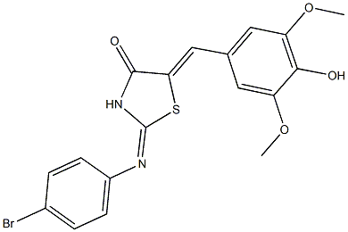 2-[(4-bromophenyl)imino]-5-(4-hydroxy-3,5-dimethoxybenzylidene)-1,3-thiazolidin-4-one Struktur