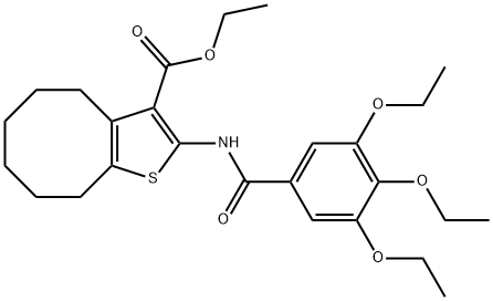 ethyl 2-[(3,4,5-triethoxybenzoyl)amino]-4,5,6,7,8,9-hexahydrocycloocta[b]thiophene-3-carboxylate Struktur