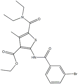 ethyl 2-[(3-bromobenzoyl)amino]-5-[(diethylamino)carbonyl]-4-methyl-3-thiophenecarboxylate Struktur