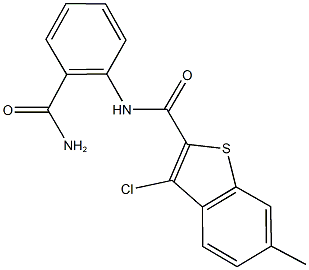 N-[2-(aminocarbonyl)phenyl]-3-chloro-6-methyl-1-benzothiophene-2-carboxamide Struktur