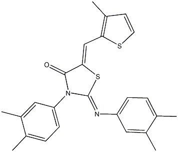 3-(3,4-dimethylphenyl)-2-[(3,4-dimethylphenyl)imino]-5-[(3-methyl-2-thienyl)methylene]-1,3-thiazolidin-4-one Struktur