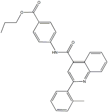 propyl 4-({[2-(2-methylphenyl)-4-quinolinyl]carbonyl}amino)benzoate Struktur