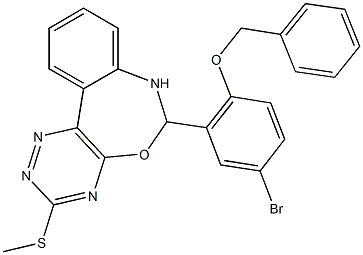 6-[2-(benzyloxy)-5-bromophenyl]-3-(methylsulfanyl)-6,7-dihydro[1,2,4]triazino[5,6-d][3,1]benzoxazepine Struktur