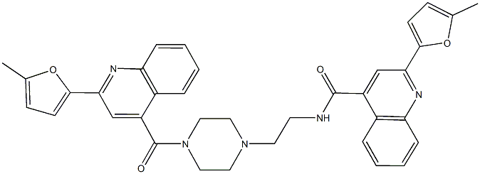 2-(5-methyl-2-furyl)-N-[2-(4-{[2-(5-methyl-2-furyl)-4-quinolinyl]carbonyl}-1-piperazinyl)ethyl]-4-quinolinecarboxamide Struktur