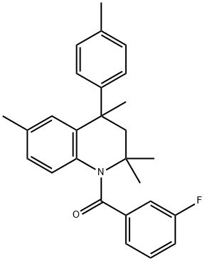 1-(3-fluorobenzoyl)-2,2,4,6-tetramethyl-4-(4-methylphenyl)-1,2,3,4-tetrahydroquinoline Struktur