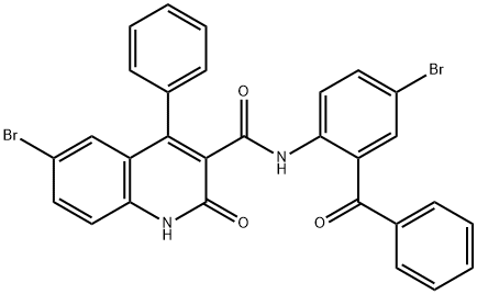 N-(2-benzoyl-4-bromophenyl)-6-bromo-2-oxo-4-phenyl-1,2-dihydro-3-quinolinecarboxamide Struktur