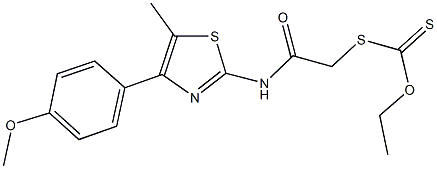 O-ethyl S-(2-{[4-(4-methoxyphenyl)-5-methyl-1,3-thiazol-2-yl]amino}-2-oxoethyl) dithiocarbonate Struktur