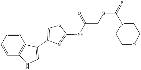 2-{[4-(1H-indol-3-yl)-1,3-thiazol-2-yl]amino}-2-oxoethyl 4-morpholinecarbodithioate Struktur